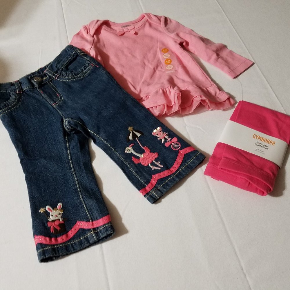Gymboree Star of the Show NWT 6-12 month Leggings, Jeans & shirt.